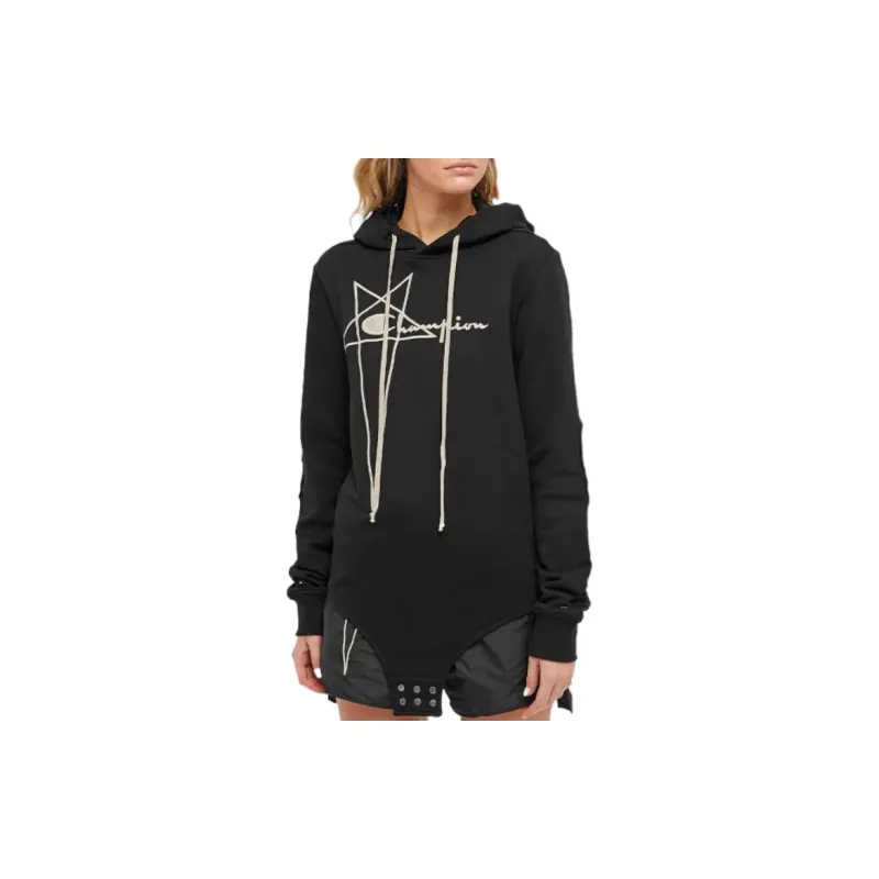 RICK OWENS Logo embroidered Organic cotton Hoodie-3
