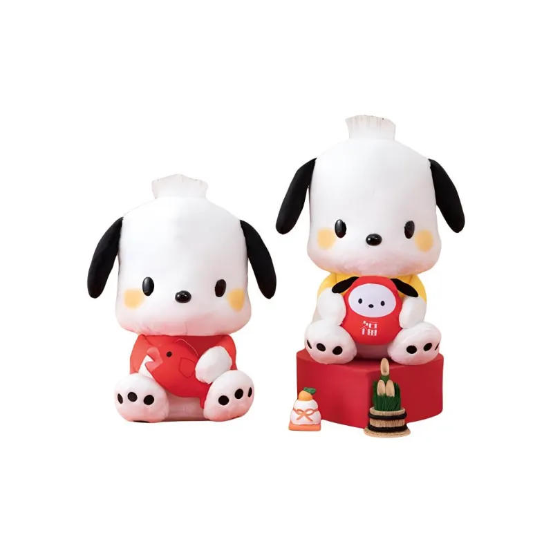 FURYU Sanrio Pochacco Hugging Fish Happiness Mackerel Dolls Plush Doll 26cm Height-1