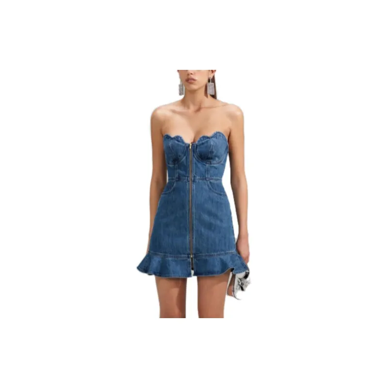 Self portrait Sweetheart Denim Minidress-1