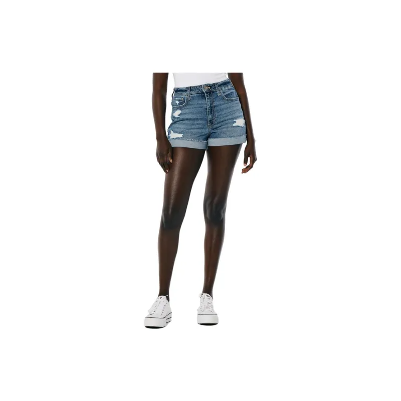 Hollister Denim Shorts Women's Torn Medium Washed-1