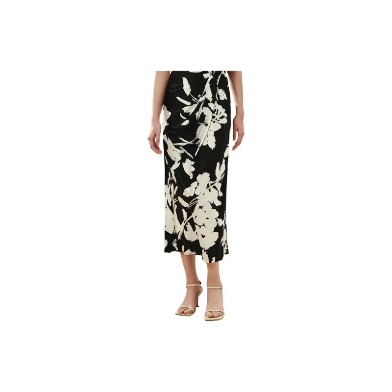 INSUN Casual Long Skirt Women's Black-2