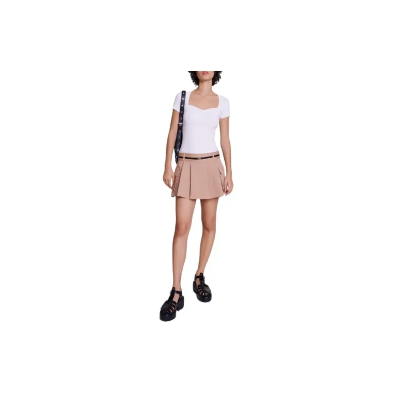 Maje Pleat-detail Belted Mini Skirt-2