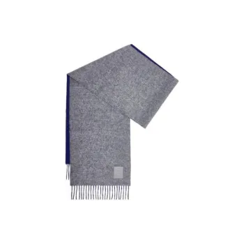 LOEWE Calfskin Knit Scarves Women's Gray Blue