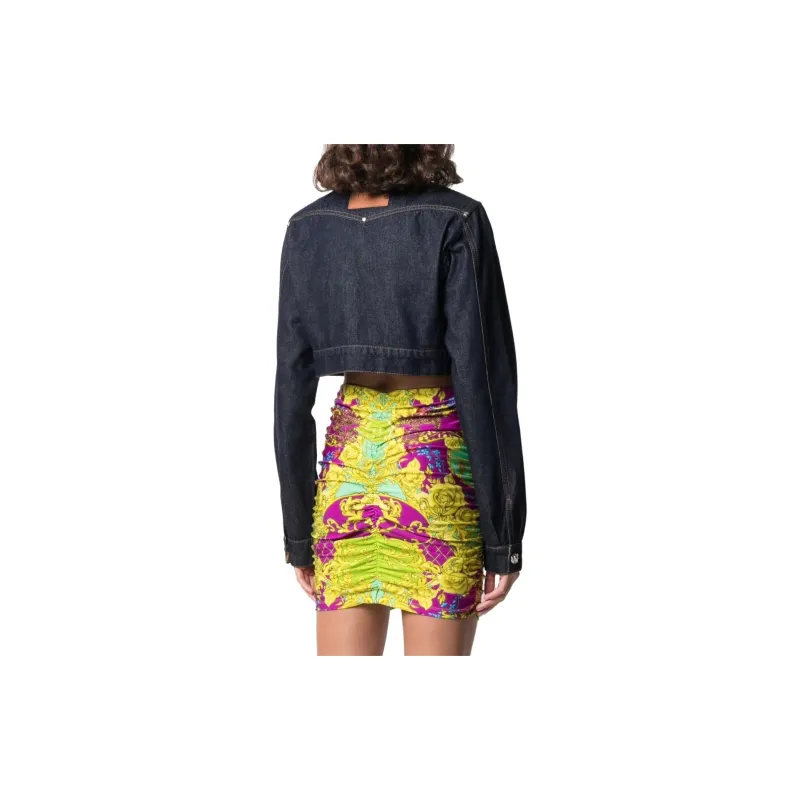 PHILIPP PLEIN Chains Cropped Denim Jacket-2