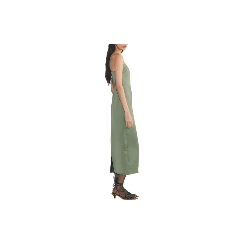 ARITZIA FW24 Wilfred Madelyn Satin Dress Slip Dresses Women's Smoky Sage-3