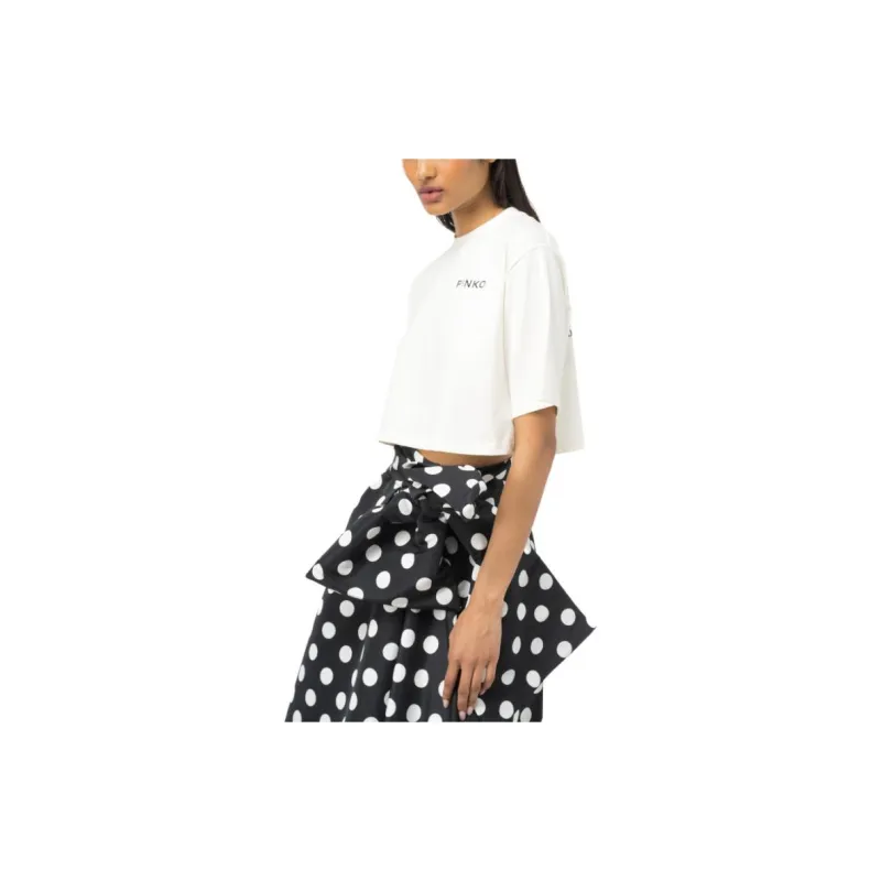 PINKO FW23 Crop Top Pinko Lady T-Shirt Women's White-3
