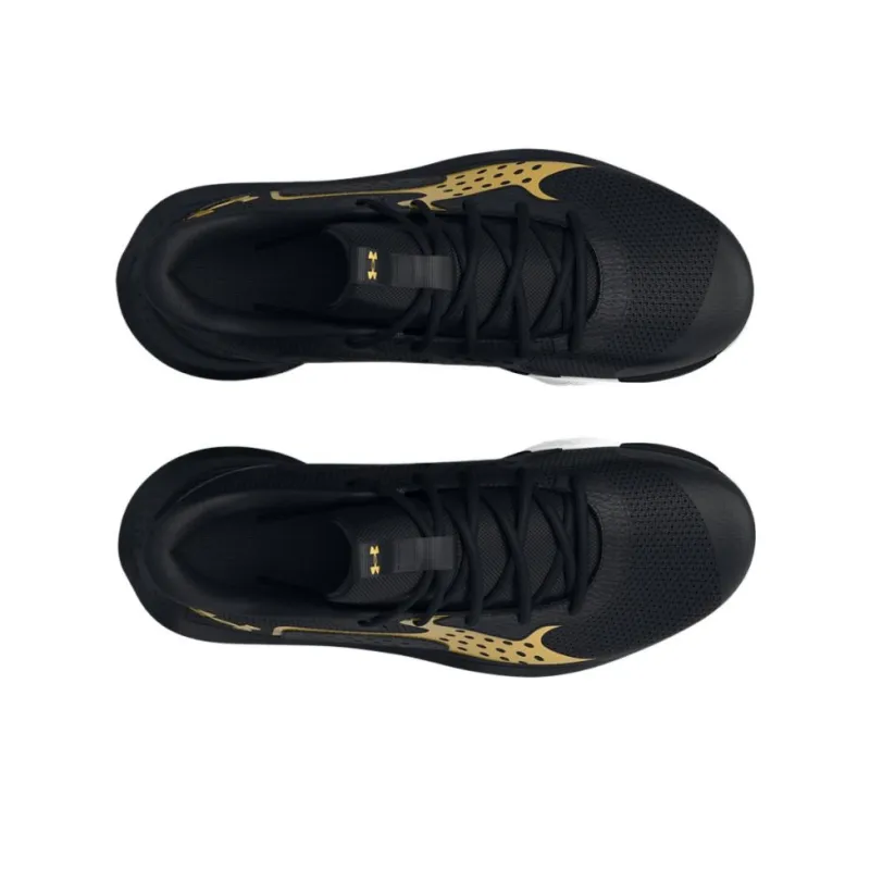 Under Armour GS JET '23 Abrasion Resistant Low Top Children's Basketball Shoes Black Gold Teenagers-3