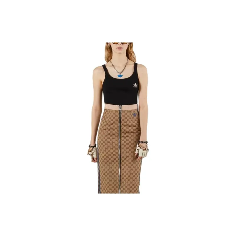 GUCCI X Adidas Cotton Tank Top Black-1