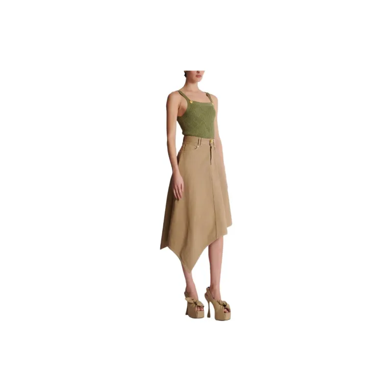 BALMAIN Flared-Effect Logo Patch Skirt-3