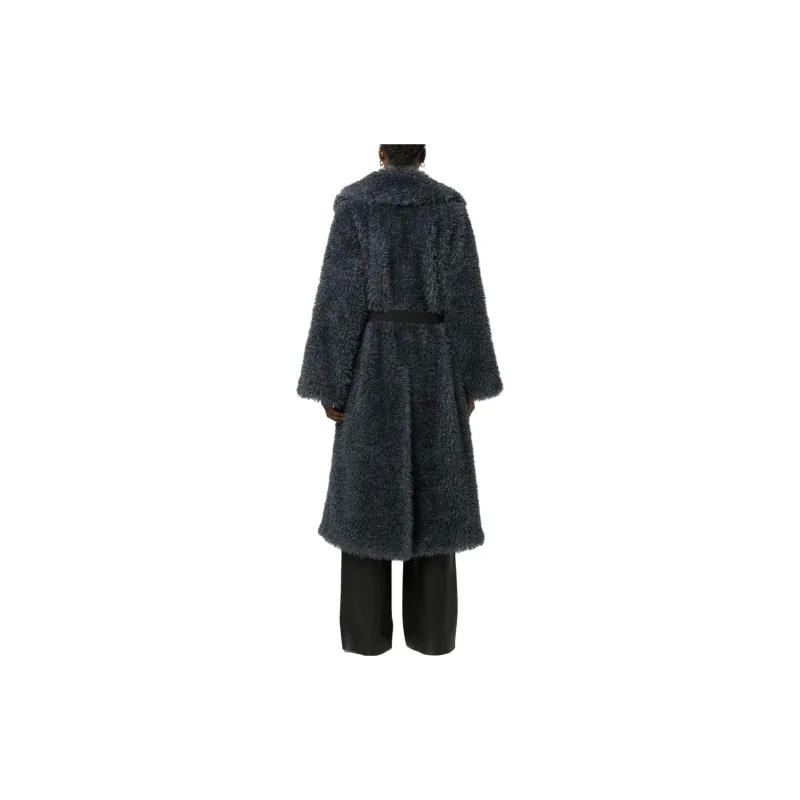 ERMANNO SCERVINO Belted Straight Hem Shearling Coat-2