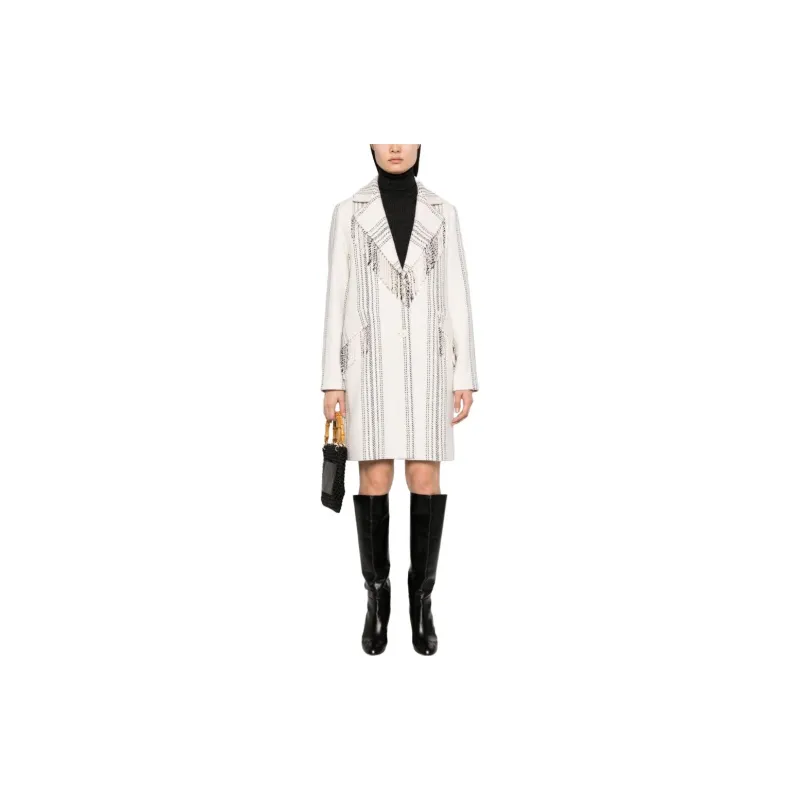 Twinset Jacquard Fringed Coat-1
