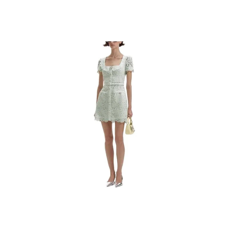 Self portrait Short Sleeved Dresses Women's Mint Green-1