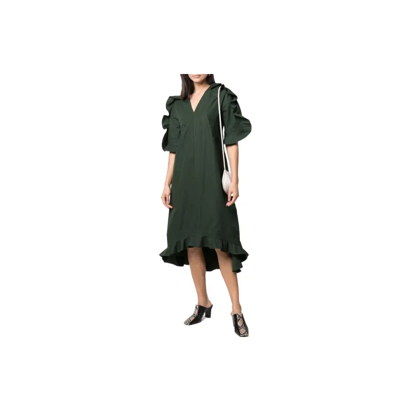 JIL SANDER Short Sleeved Dresses Women's Green-1