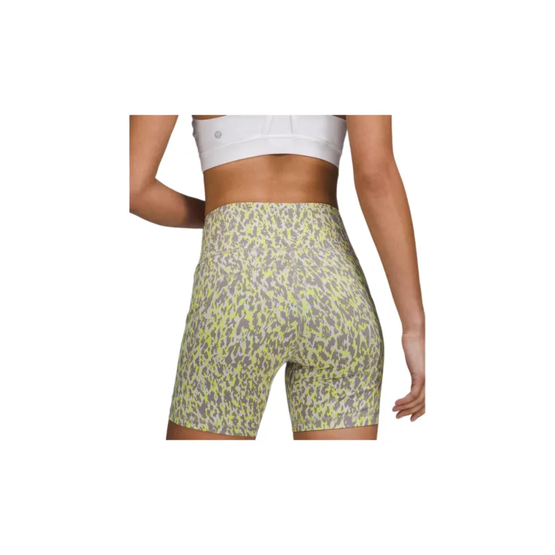 Lululemon Fast And Free Casual Shorts Women's Leopard Print Camouflage Bright Yellow Mixed Color-5