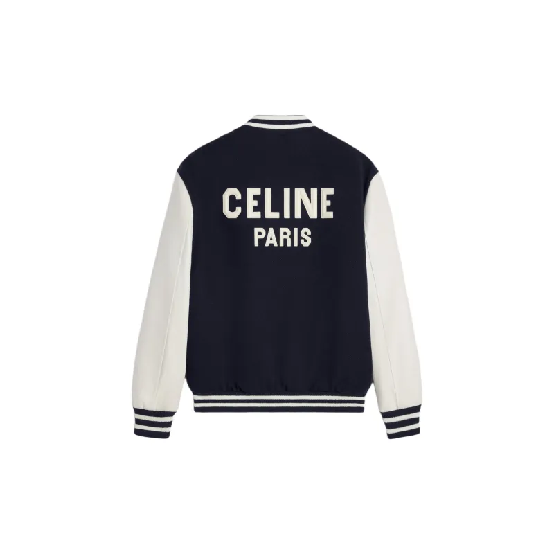 CELINE Teddy Varsity Jacket In Textured Wool-1
