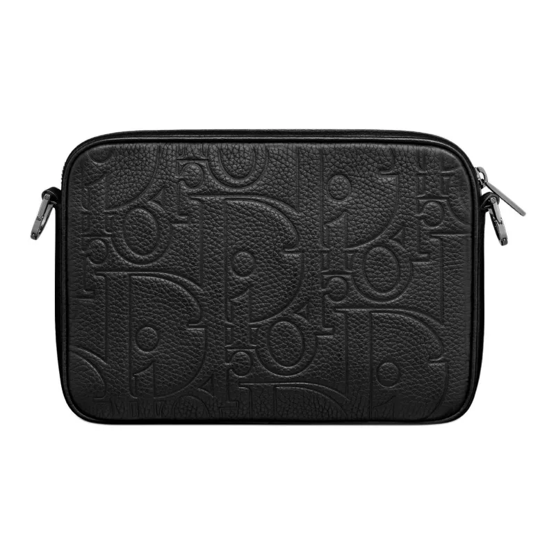 DIOR Cow Leather Shoulder Bag Crossbody Bag Unisex Black-3