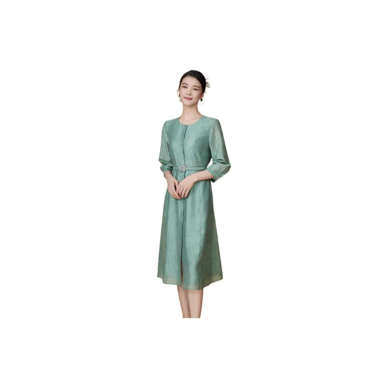 BBLLUUEE Long Sleeved Dress Women's Teal Green-4