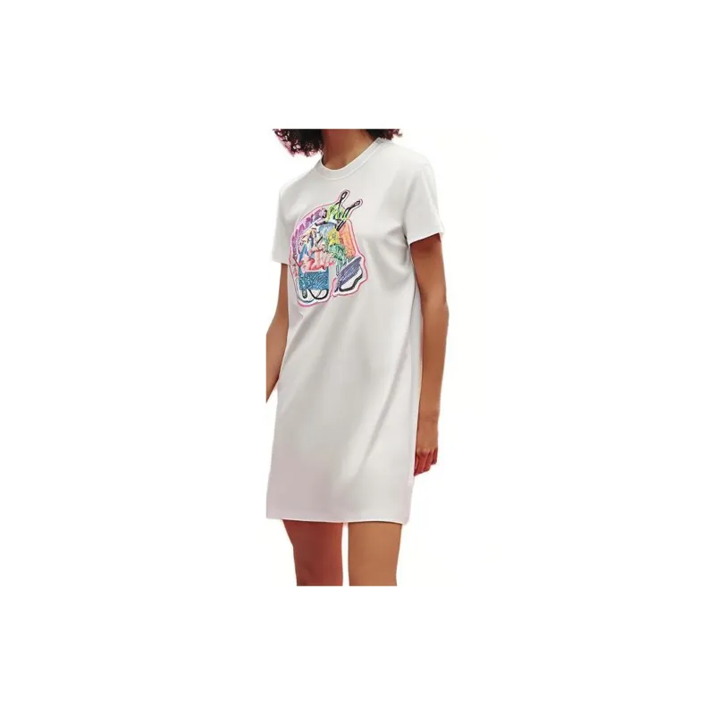 HERMES Short Sleeved Dresses Women's White-4