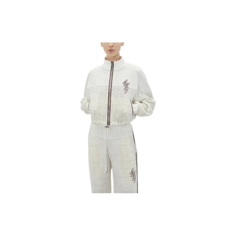 AMIRI SS24 Boucle Hybrid Track Jacket Jackets & Coats Women's White-2