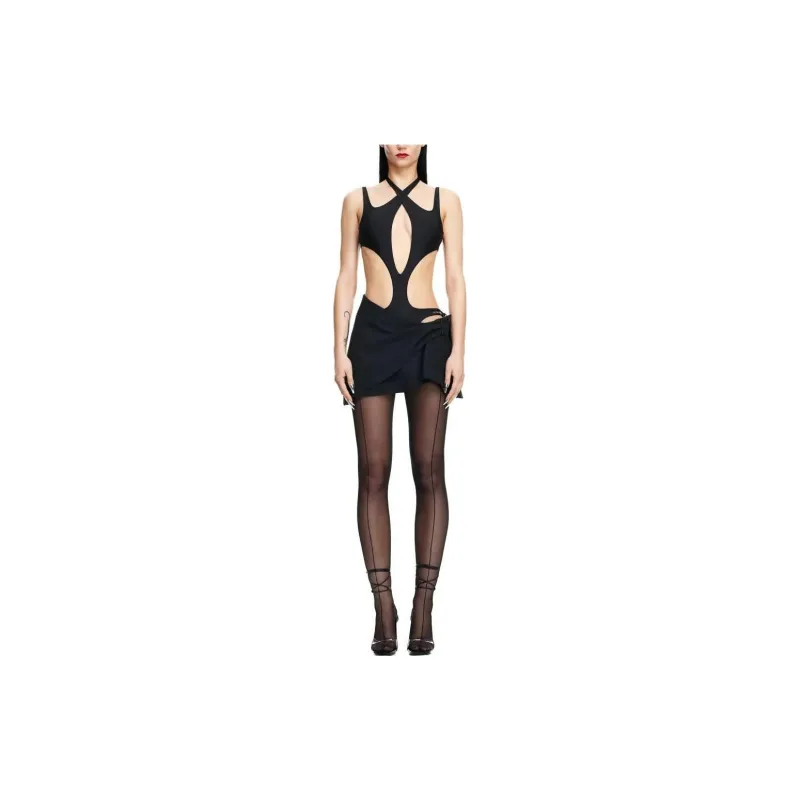 Mugler H&M Wool Mini Skirt Black-1