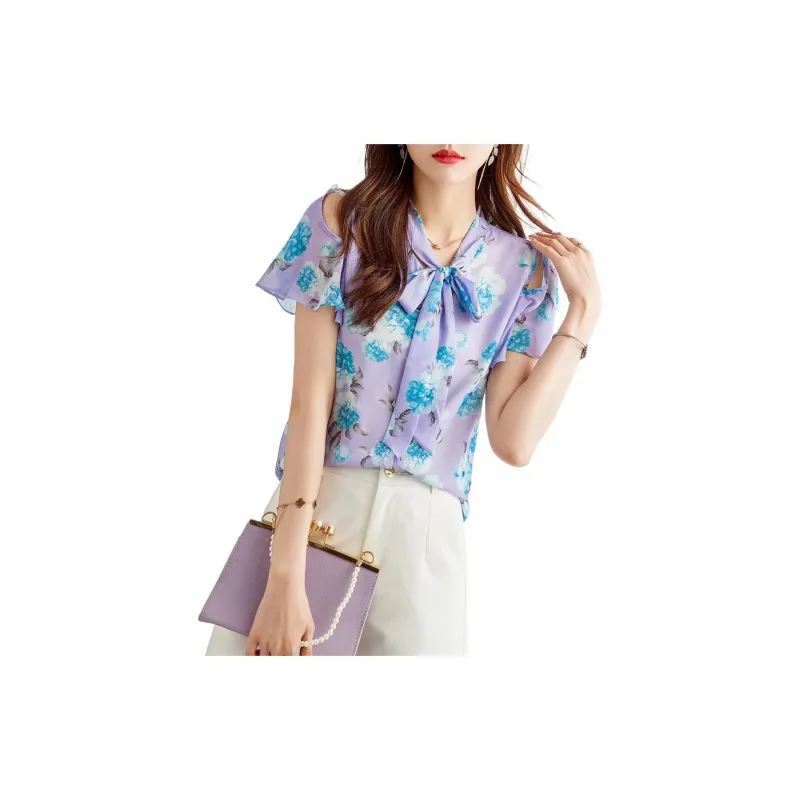 TERRE BLEUE Shirt Women's Blue Floral-1