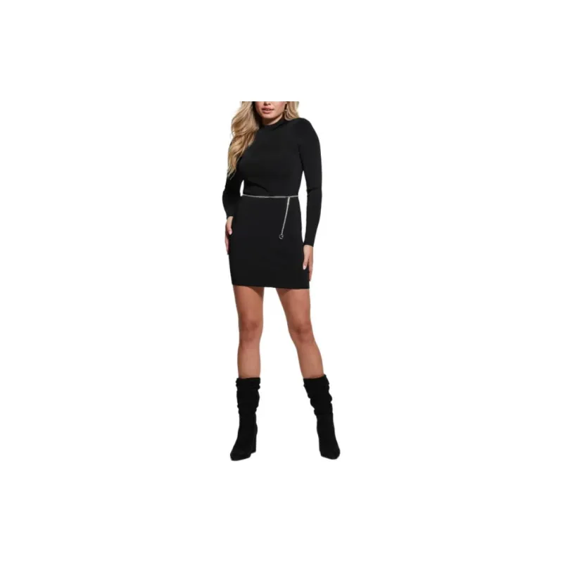 GUESS Mariah Open-Back Dress Long-Sleeved Dresses Women's Black-2