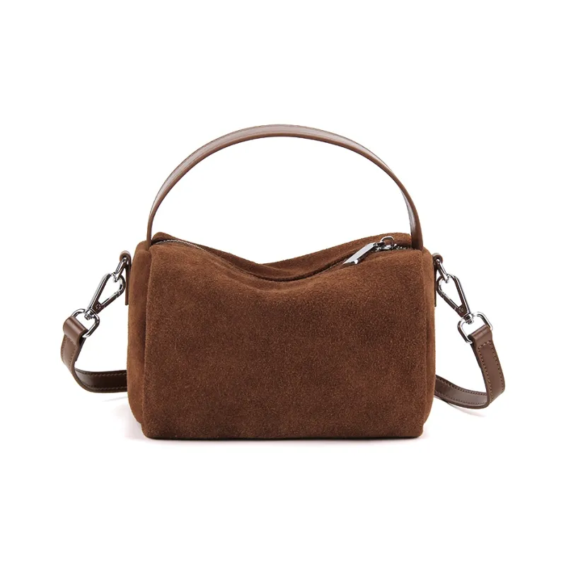 YOCAMU Matte Cowhide Leather Handbag Crossbody Bag Advanced Touch Unisex Wicker Pine Green-10