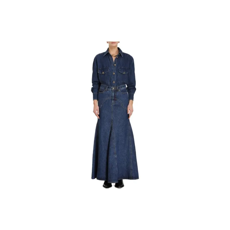 Zimmermann Denim Long Skirts Women's Blue-2
