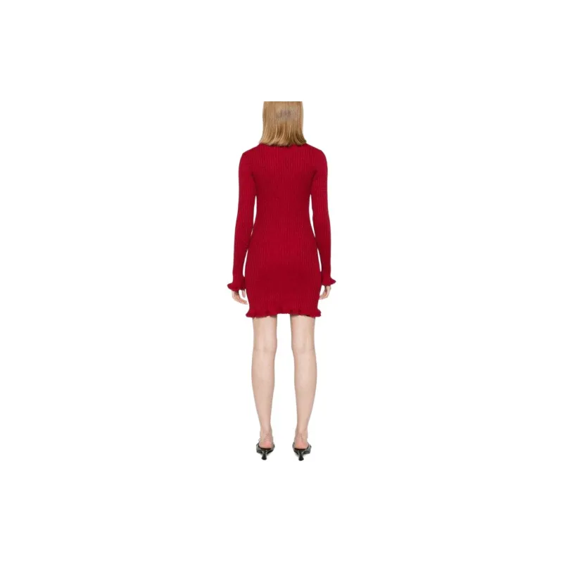 Blumarine Mélange Ruffled Ribbed Mini Dress-2