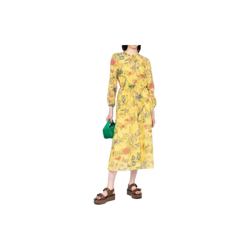 Valentino SS22 Long Sleeved Dress Women's Yellow-2