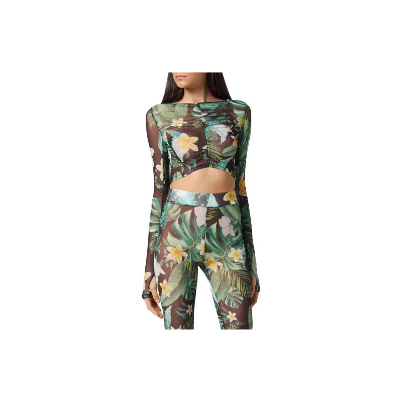 PHILIPP PLEIN Hawaii print Cropped Top-2