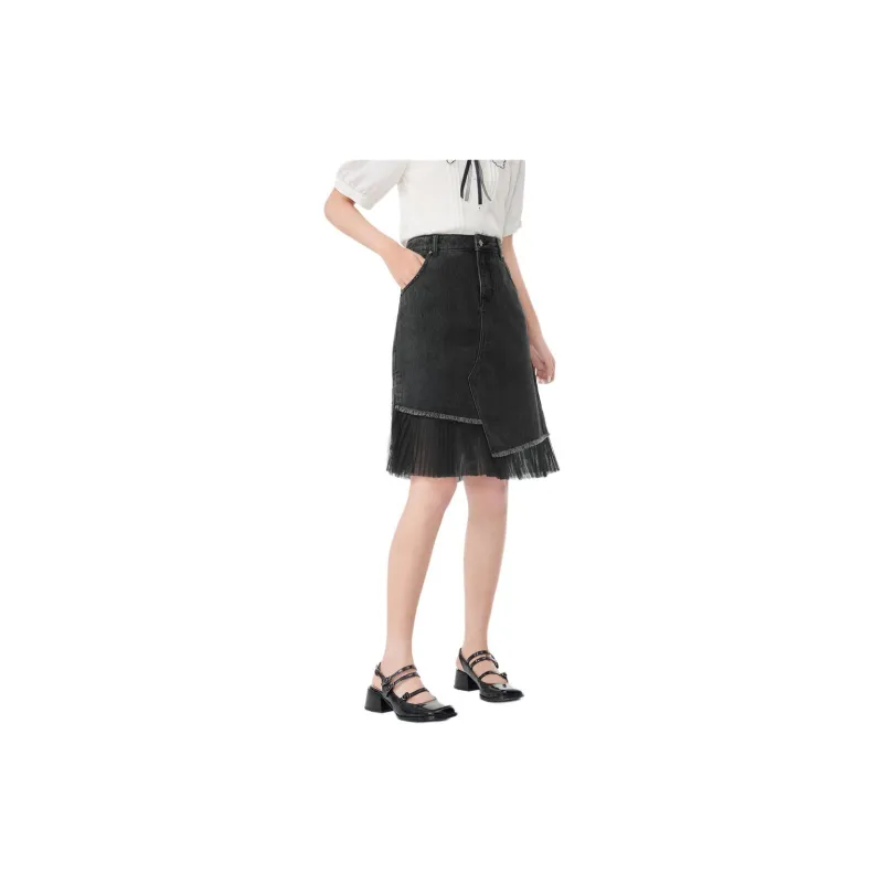 EICHITOO Denim Short Skirts Women's Dark Gray-2