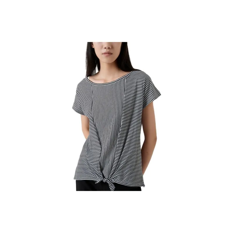 CLUB MONACO Regular T-Shirt Women's Black White Stripes-3