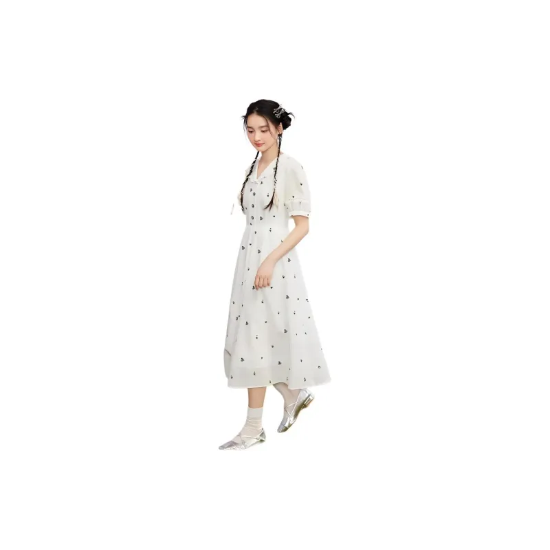 ZIHAN Short Sleeved Dress Women's White-3