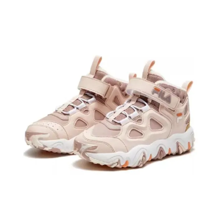 FILA KIDS Abrasion Resistant Slip Resistant High Top Kids Lifestyle Shoes Silver Peony FILA White Teenagers-2