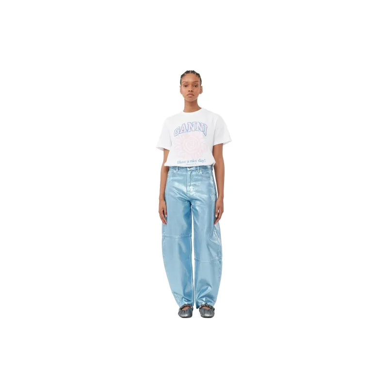 GANNI White Flower T-Shirt-3