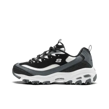 Skechers DLITES Slip Resistant, Abrasion Resistant, Breathable Low Top Running Shoes Women's Black White Gray