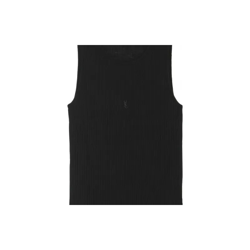 SAINT LAURENT Logo embroidered Wool Tank Top-4