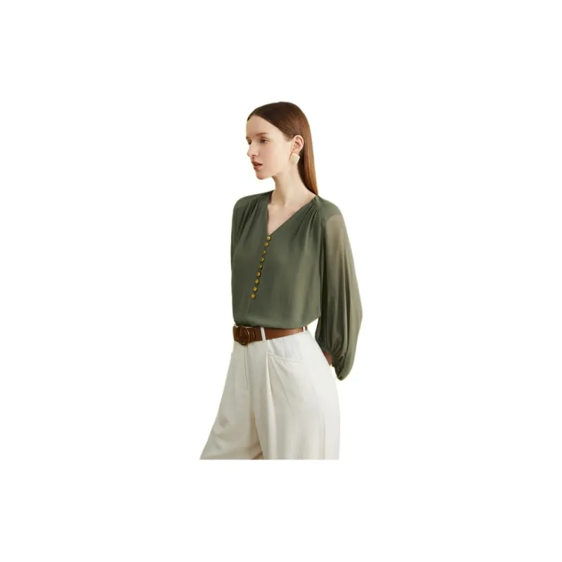 Yiner Shirt Women's Olive Green-2