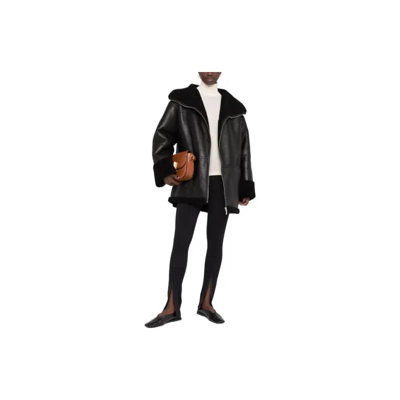 TOTEME Shearling trim Leather Jacket-1