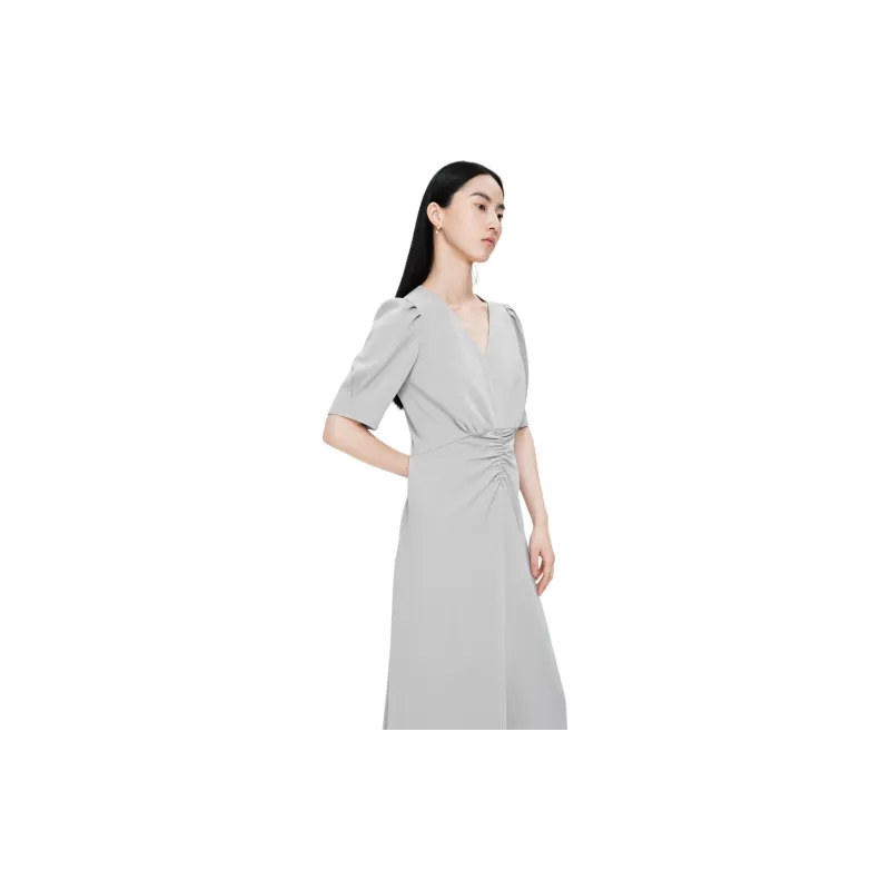 TKY SHOP Short Sleeved Dress Women's Gray Purple-1