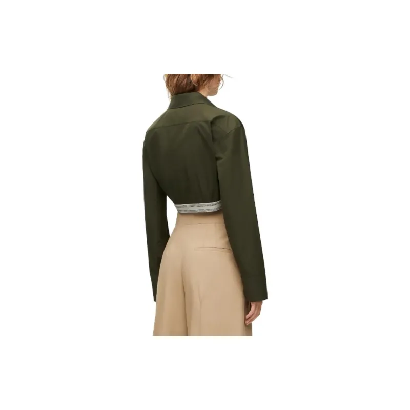 LOEWE Cropped Shirt 'Dark Olive Green'-2