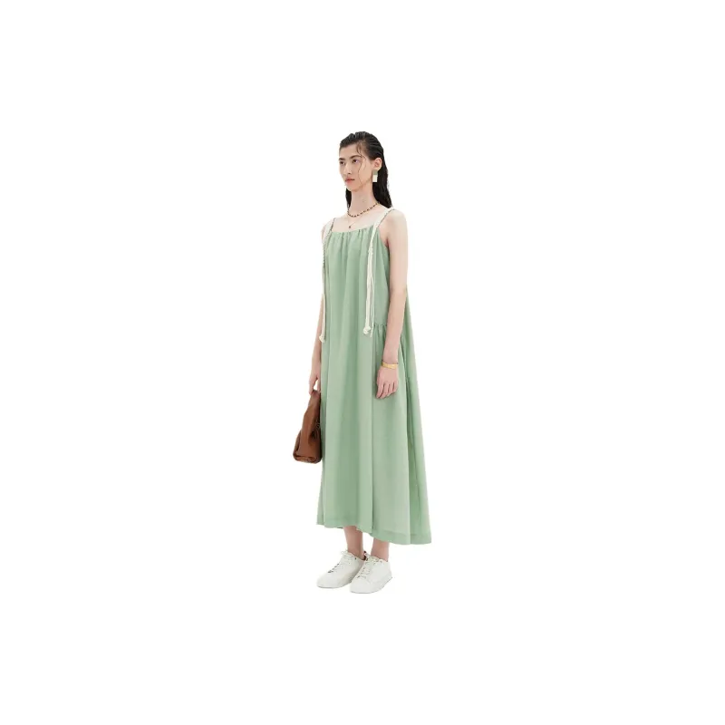 Self Who SS24 Slip Dresses Women's Gray Pea Green-3