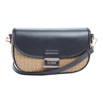 GUESS Canvas Shoulder Bag Crossbody Bag Mini Women's Black Mocha Mix