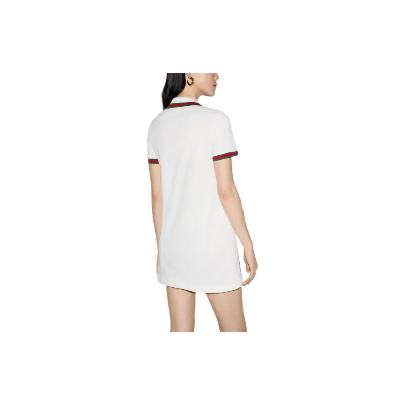 GUCCI Short Sleeved Dress Women's White-2
