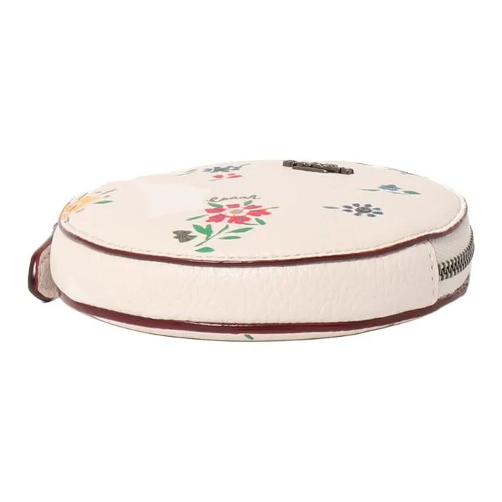 COACH Leather Coin Purse Women's White-3