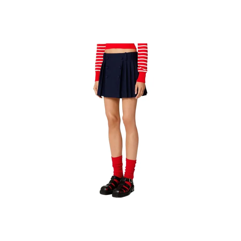AMIPARIS Pleated Wool Miniskirt-3