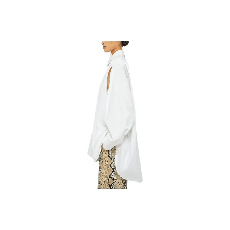 JIL SANDER Cut Out Detailed Long Sleeved Shirt-6