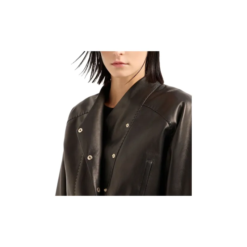 GIORGIO ARMANI Leather Jacket Women's Black-4