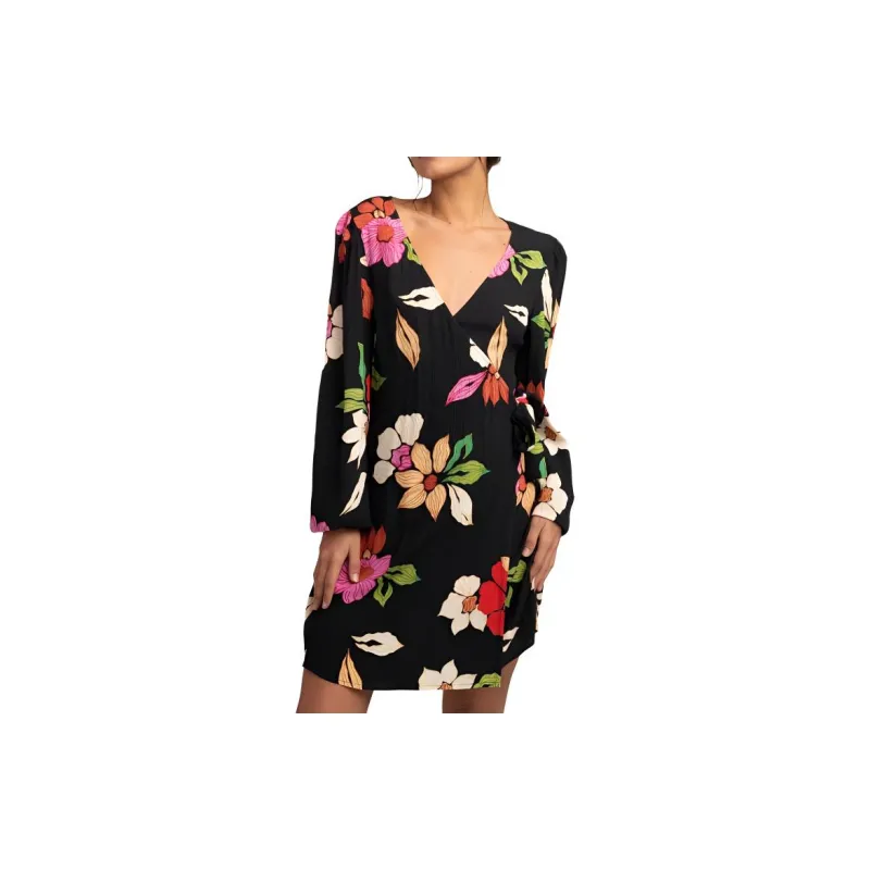 BILLABONG Hot Romance Mini Dress Long Sleeved Dress Women's Black-2